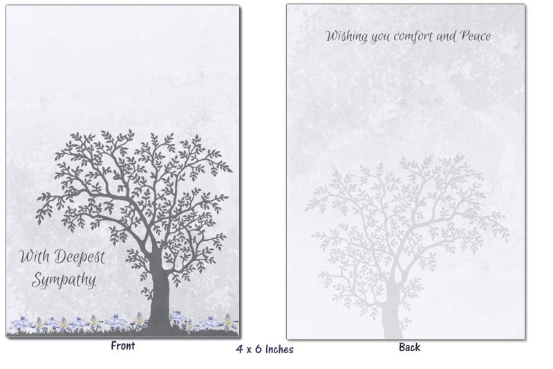 Elcer 15 Sympathy Cards Greeting Sympathy Memorial Notes Tree of life Floral Purple Violet Orchid Flowers 4X6 - Image 4